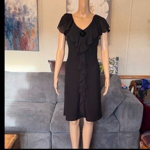 Black Ruffle-Front Women’s Dress